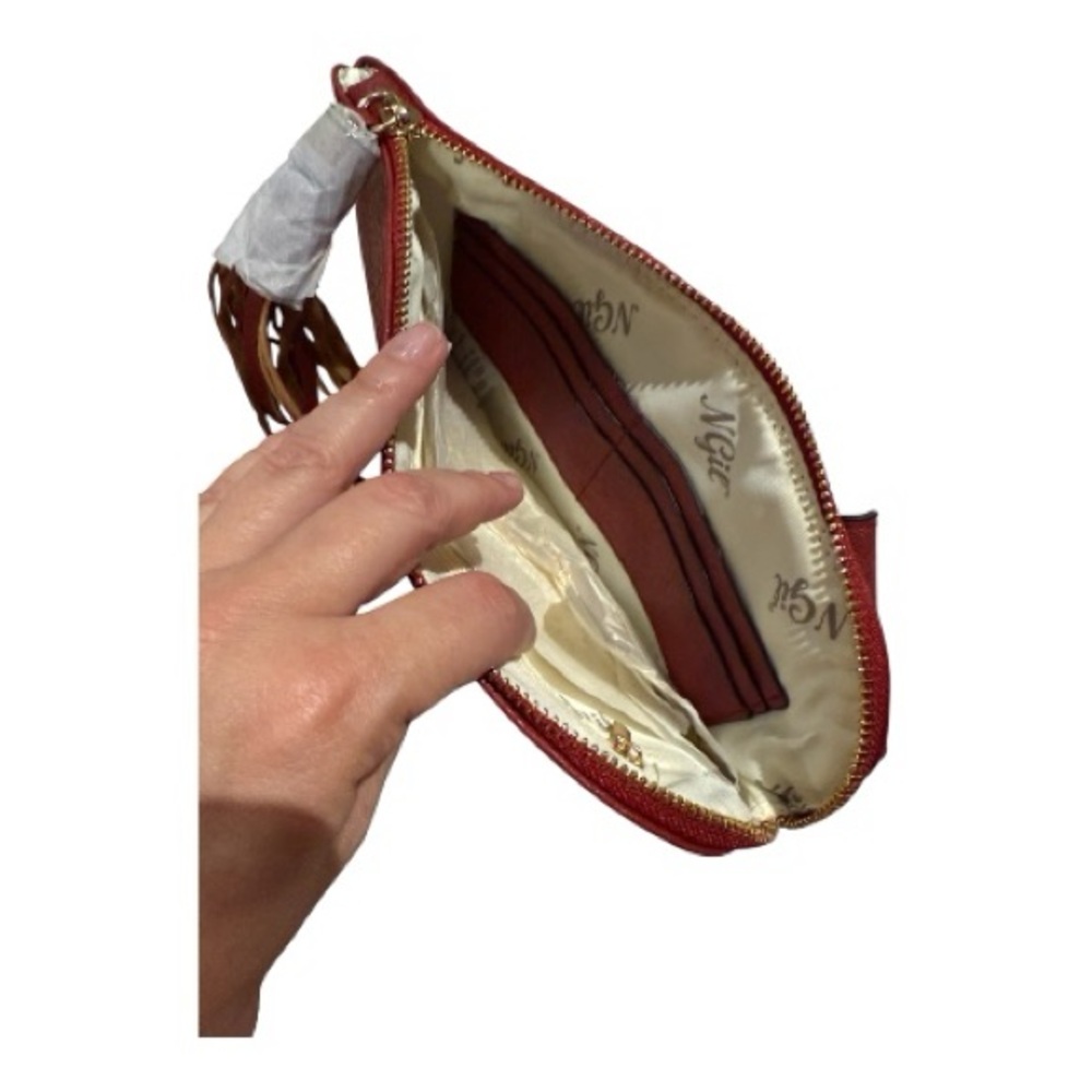 New red faux leather bangle wristlet - Picture 2 of 2